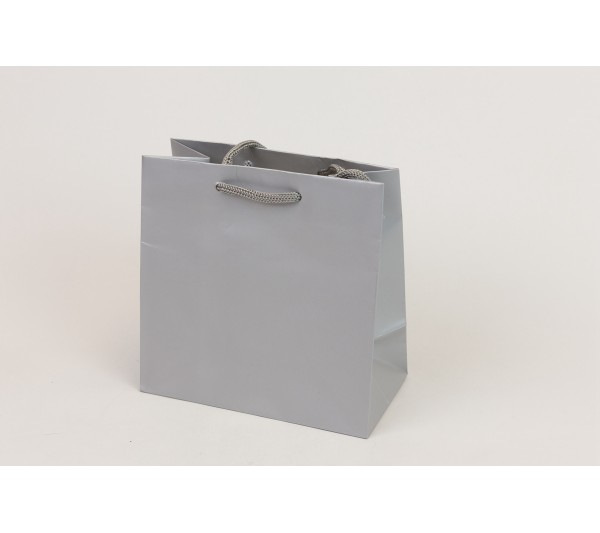 Glossy Tote Bag with Rope Handles (Silver) 6" x 3" x 6"